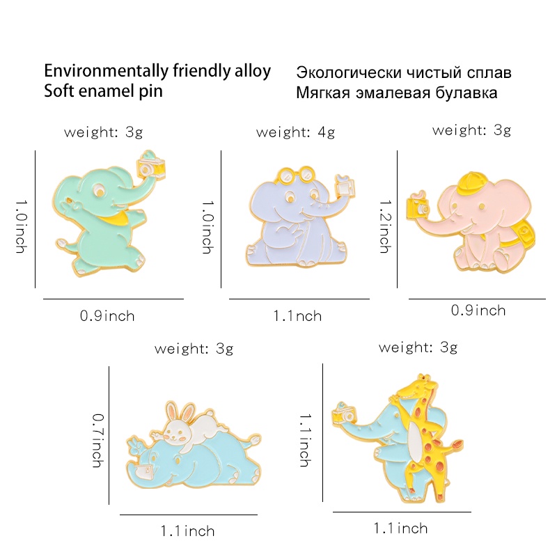 Ghim cài áo QIHE JEWELRY 5 kiểu con voi ngộ nghĩnh tuỳ chọn trang sức quà tặng cho bạn bè