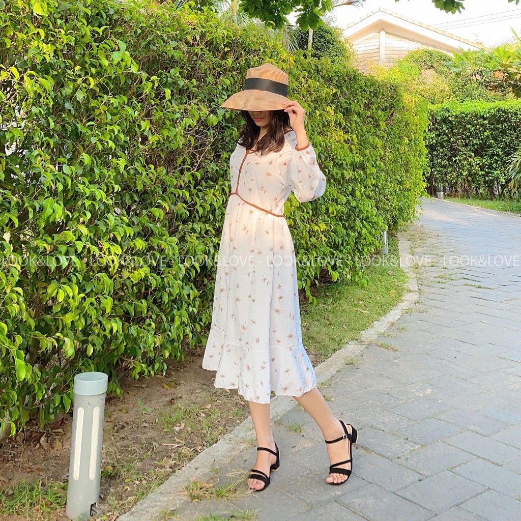 [Ảnh Thật] Váy Hoa Nhí Dáng Suông Dài Họa Tiết Bồ Công Anh Siêu Vintage, Mã L003 | BigBuy360 - bigbuy360.vn