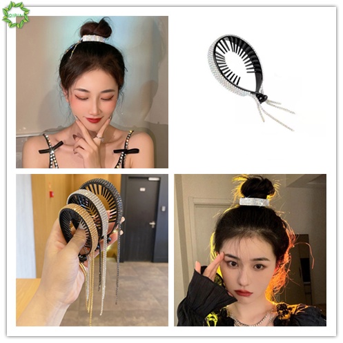 Kẹp tóc đính đá phối tua rua phong cách Hàn Quốc thanh lịch sang trọng