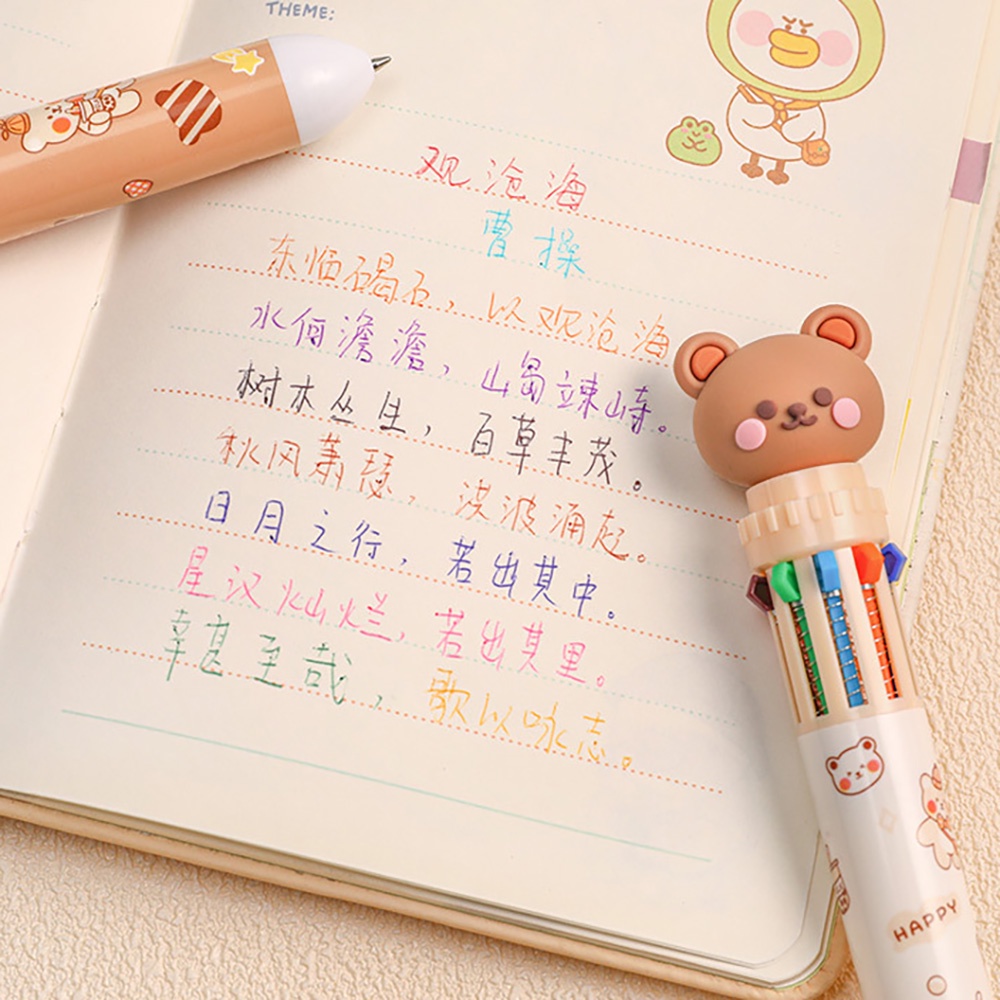 Bút Bi 10 Màu Hình Gấu Dễ Thương