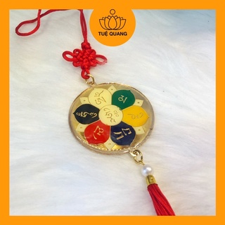 Khánh Om Mani Padme Hum chữ Phạn treo xe hai mặt