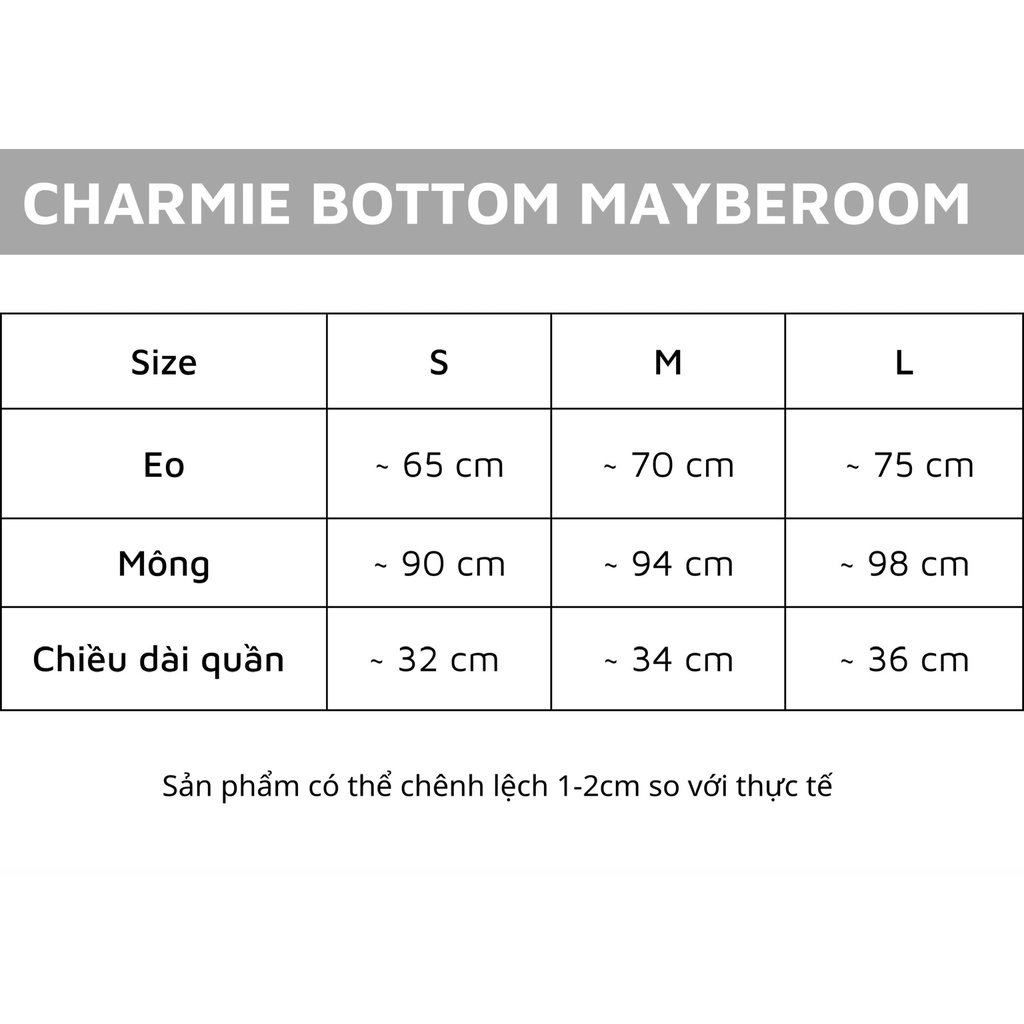 Quần short thiết kế dáng suông chữ A cạp cao đen lì Charmie Bottom Mayberoom