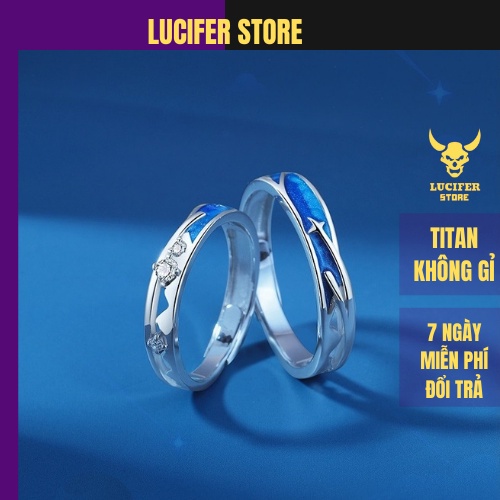 ▫❃Nhẫn Đôi Nam Nữ Bạn Thân Couple Đẹp Vì Sao Và Chổi Vĩnh Hằng Lucifer Store cặp tình yêu Titan Meteor Ring
