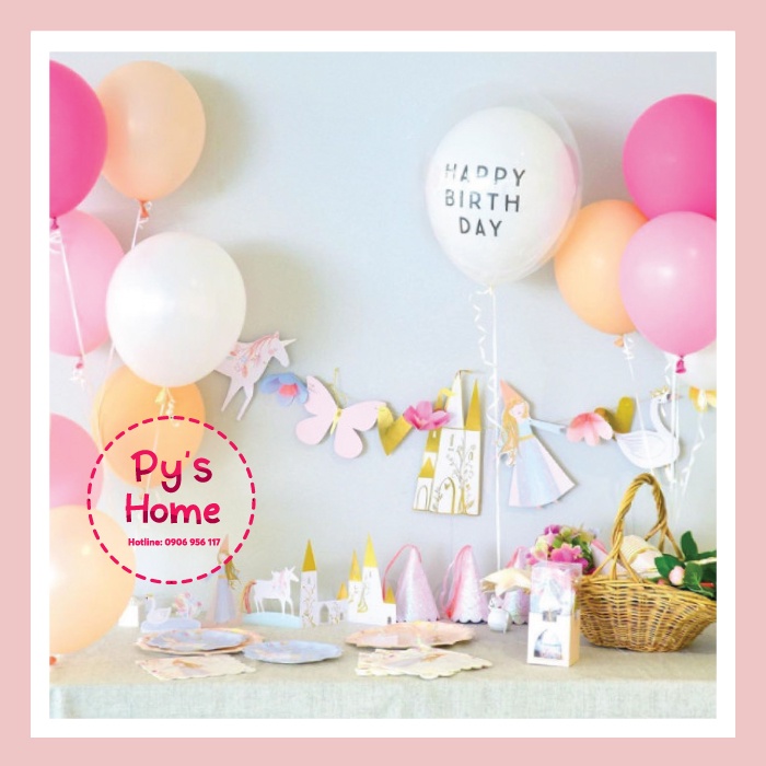 🌸🌻🌼 Bong Bóng In Chữ Happy Birthday + To You + 1 Happy Birthday- Phụ kiện trang trí sinh nhật - Phong cách Hàn Quốc