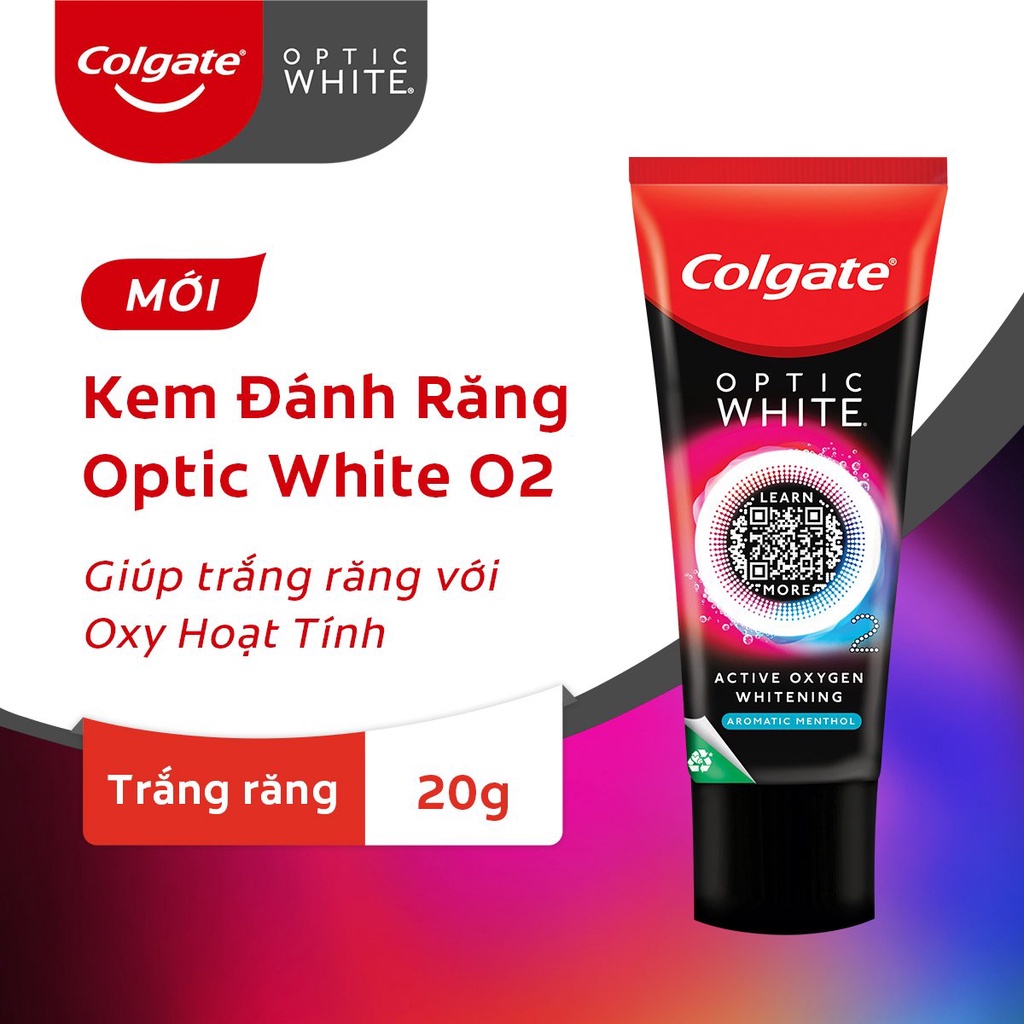 [HB gift] Kem Đánh Răng Colgate Optic White O2 làm trắng răng đột phá trong 3 ngày với Oxy Hoạt Tính 20g/ tuýp