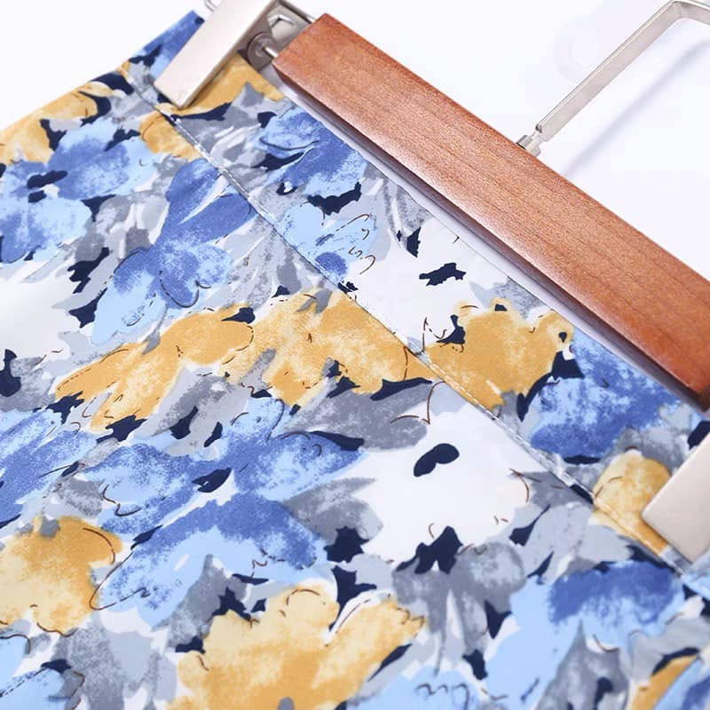 Chân váy chữ a công sở cao cấp Delys chân váy dài chữ a lưng cao họa tiết hoa xanh | BigBuy360 - bigbuy360.vn