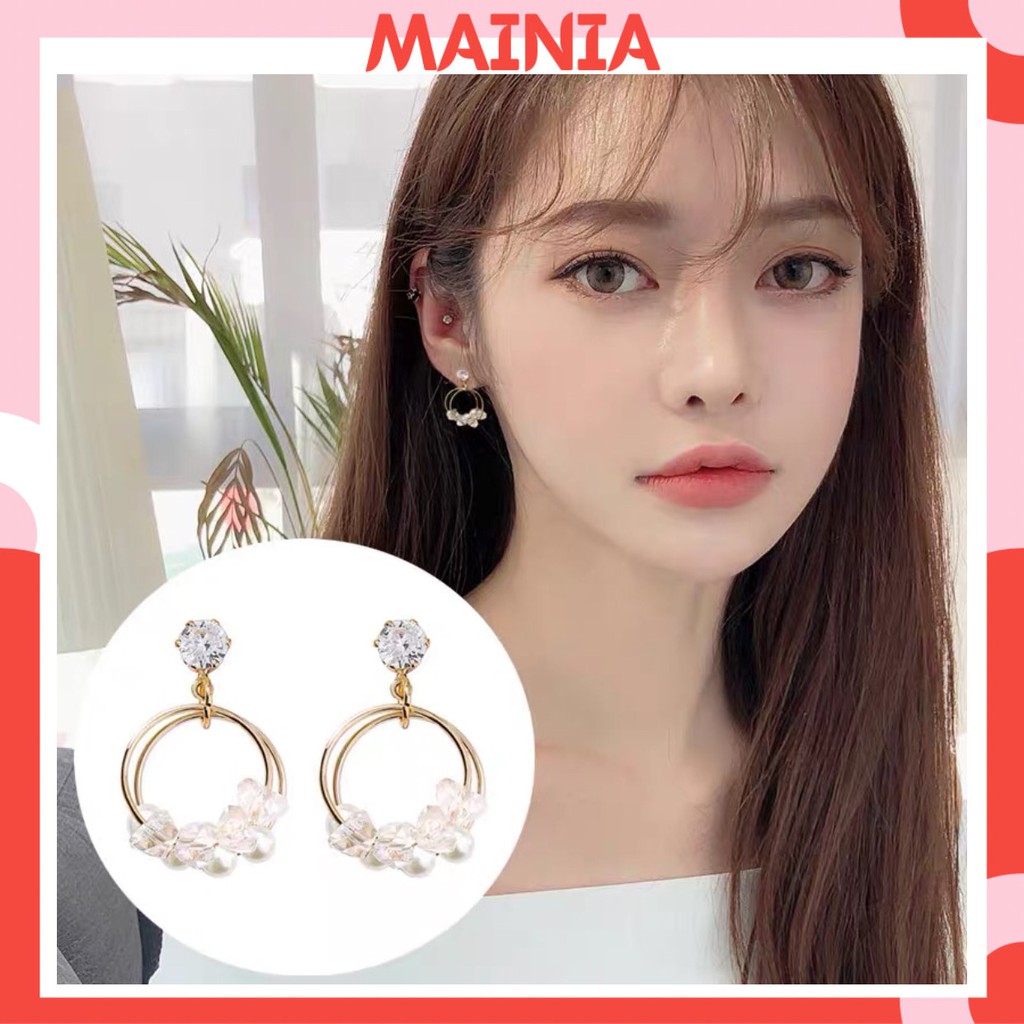 Bông Tai Hàn Quốc Hình Tròn Phong Cách Tiểu Thư Cá Tính Mainia Shop