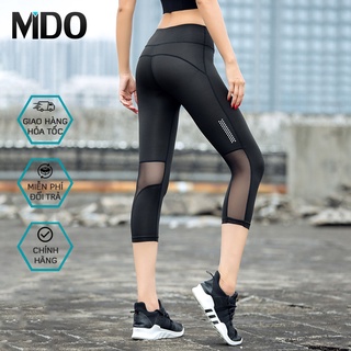 Quần tập gym nữ Mido QL56L kiểu quần tập gym nữ lửng phối lưới co giãn, thoáng mát, thoải mái tập luyện