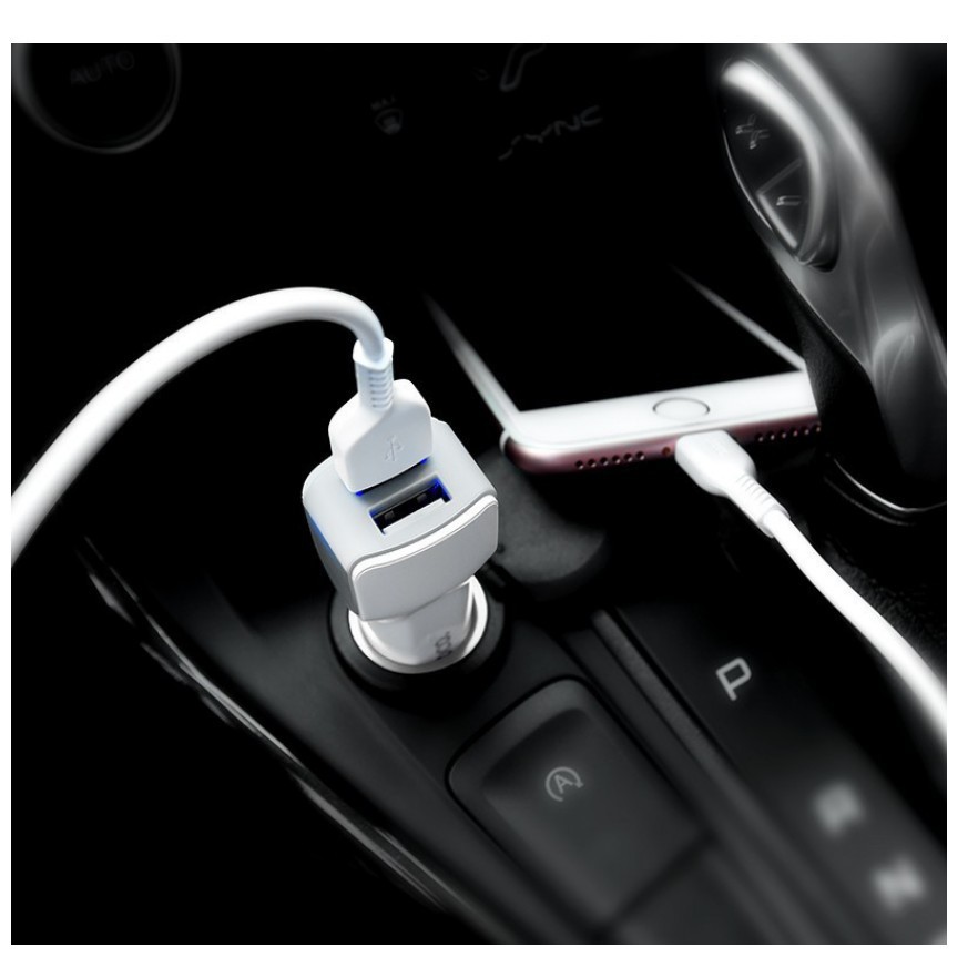 Tẩu ô tô, cóc sạc nhanh điện thoại trên xe hơi cao cấp chính hãng HOCO Z3 12W Z23 Z30 2 cổng USB có màn LED hiển thị
