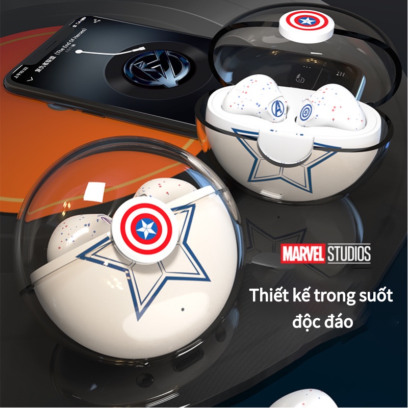 Tai nghe Bluetooth 5.0 in-ear không dây siêu trầm, Thiết kế độc đáo siêu anh hùng Marvel, cảm ứng thông minh