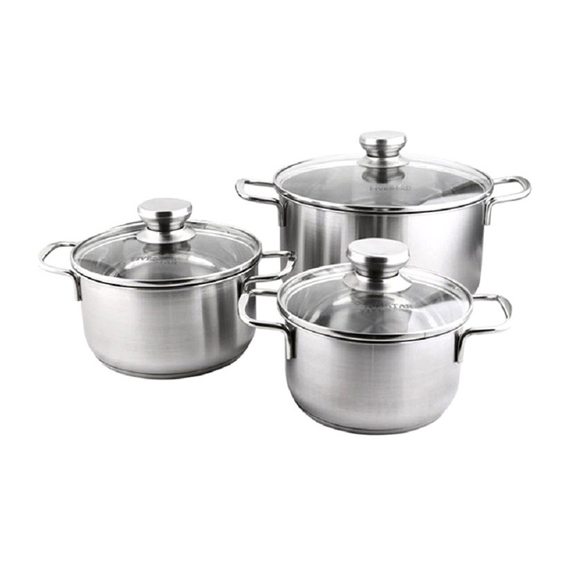 Bộ 3 nồi inox 3 đáy nắp INOX Fivestar