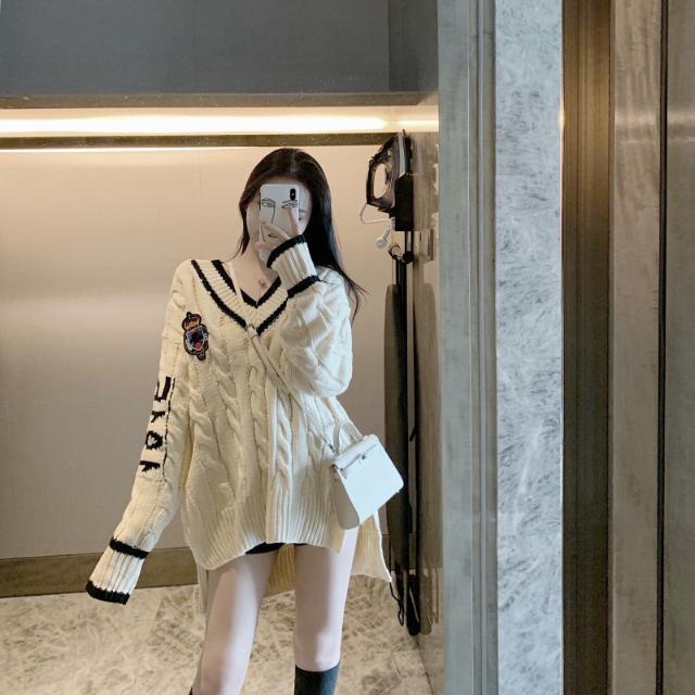 Áo khoác len dáng rộng tay dài thời trang thu đông mới cho nữ 2021