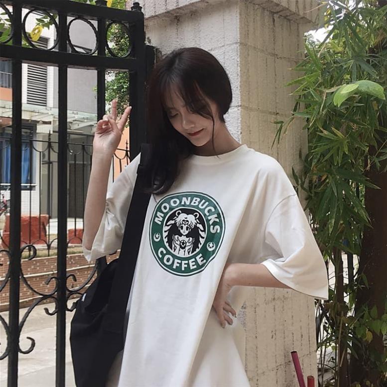 SALE-  Áo tay lửng Moonbuck Coffee Starbucks vers Thủy thủ mặt trăng unisex