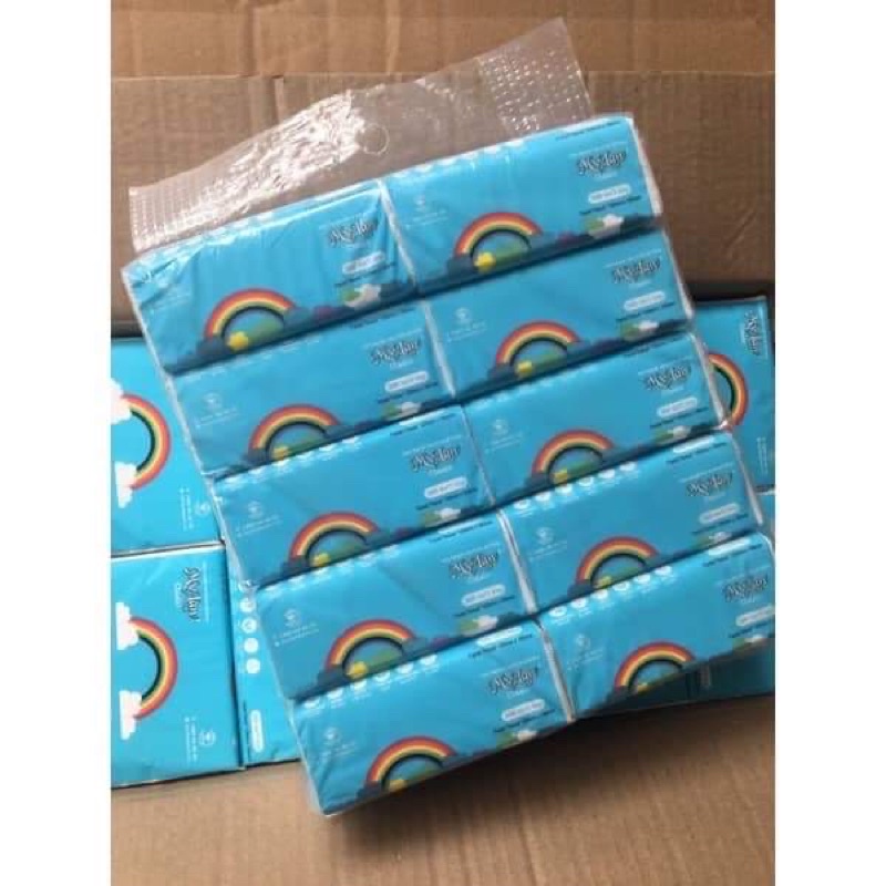 Khăn giấy ăn/giấy rút mylan cầu vồng chính hãng 1 gói 300tờ date xa