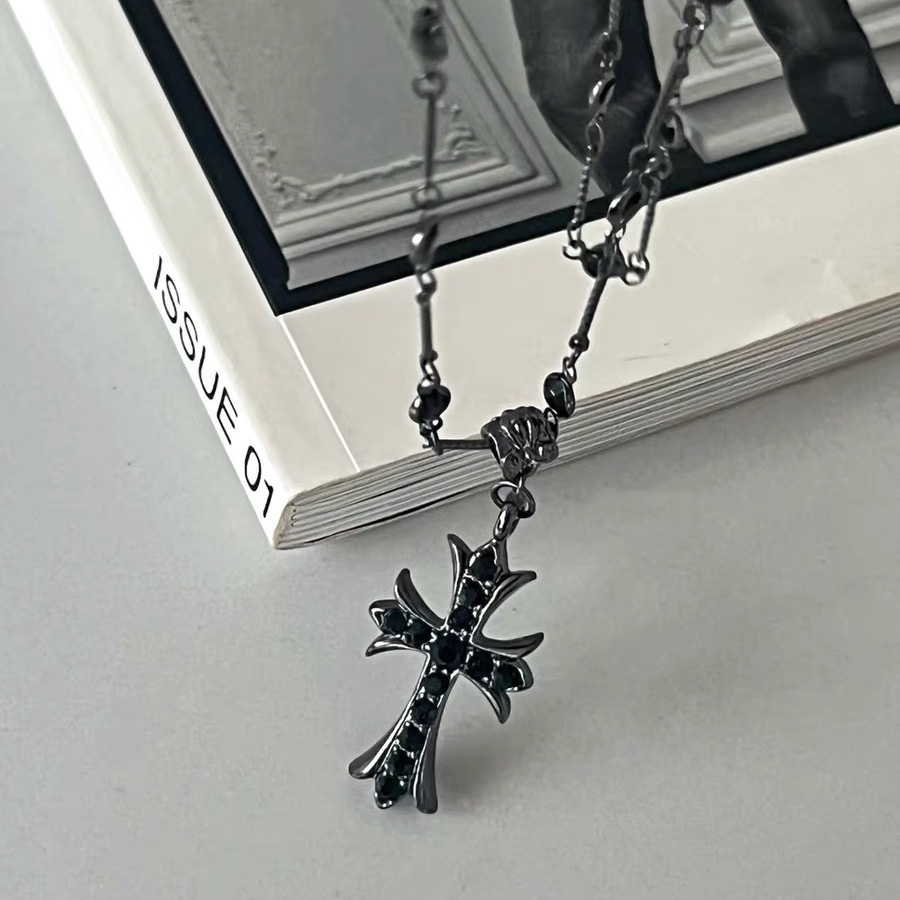 Senior Vòng cổ Hai Lớp Thiết Kế Mặt Thánh Giá Đính Hạt Phong Cách Châu Á Cho Nữ