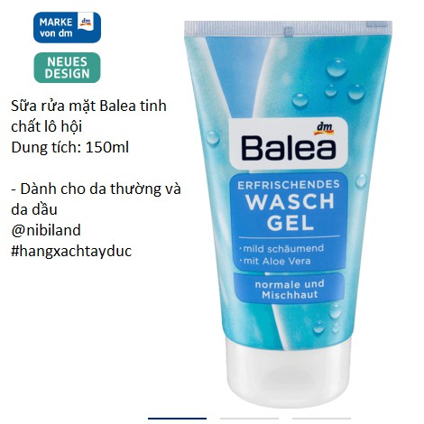 Sữa rửa mặt Balea cho các loại da (mẫu mới)