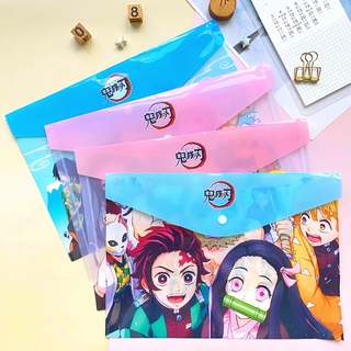 Demon slayer túi tập tin túi thông tin phiên bản q tanjirou nezuko nút chụp pp lưu trữ tập tin túi a4 túi thông tin sinh viên văn phòng phẩm quà tặng