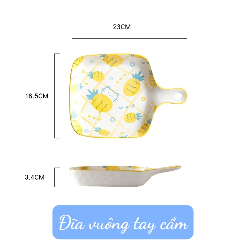 [Set] Set Bát Đĩa Chén Dĩa Sứ Dứa Vàng Bát Ăn Cơm, Decor Dễ Thương