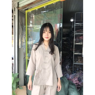 ĐỒ LAM ĐI CHÙA   Bà Lai Tim Kate Mịn có thêu hoa sen dành cho nữ