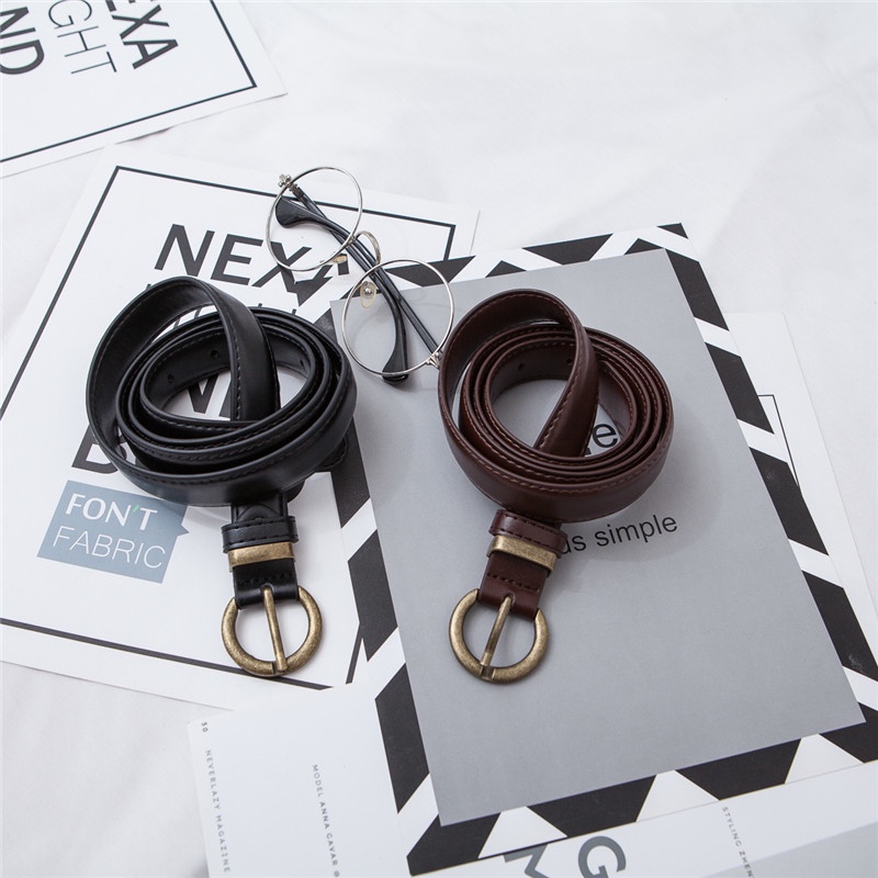 Thắt Lưng Da Pu Mỏng Kiểu Retro Hàn Quốc Dễ Phối Đồ