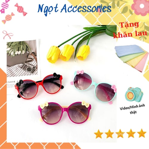 Kính Râm Mát Cho Bé Gái Trẻ Em Nữ Họa Tiết Nơ Thời Trang Đáng Yêu Ngọt Accessories Chống Tia UV Bảo Vệ Mắt