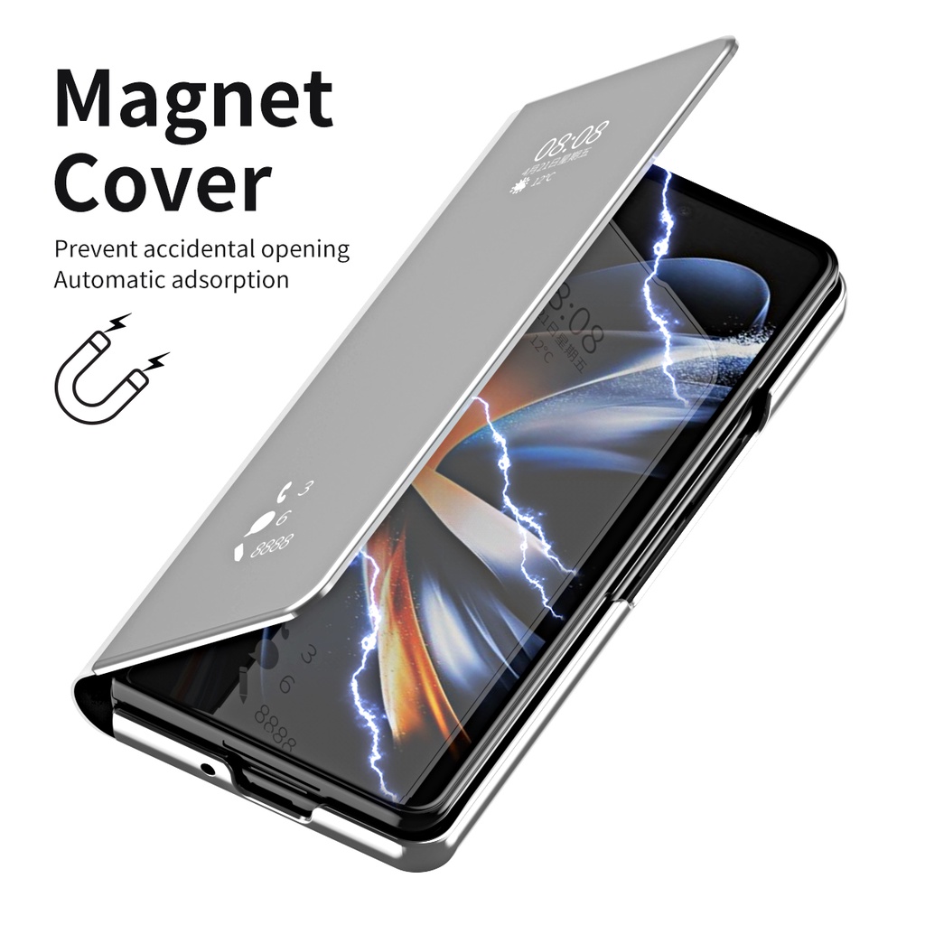 Ốp Điện Thoại Da Tráng Gương Sang Trọng Cho Samsung Galaxy Z FOLD 5 3 4 2 1 FOLD5 FOLD4