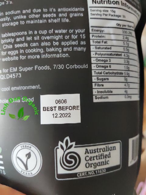 Hạt Chia Úc Black Bag Chia gói 500gr date 2023 | BigBuy360 - bigbuy360.vn