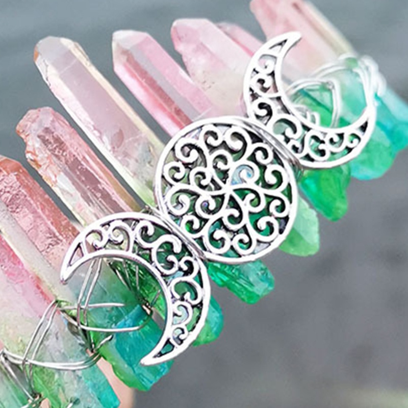 Flgo Băng Đô Cài Tóc Hình Vương Miện Đính Pha Lê Nhiều Màu Phong Cách Boho Cổ Điển