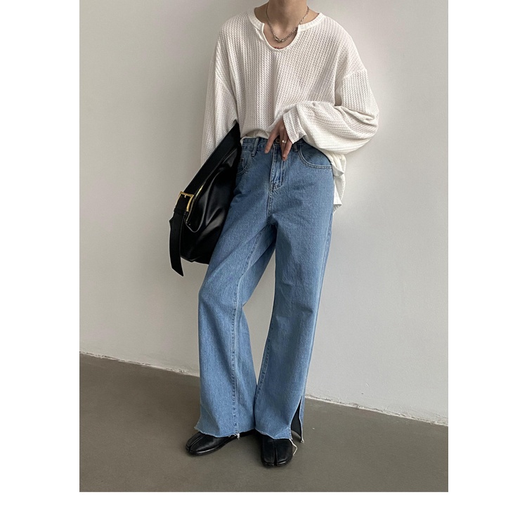 Áo len dệt kim tay dài màu trơn dáng rộng cho nam | BigBuy360 - bigbuy360.vn