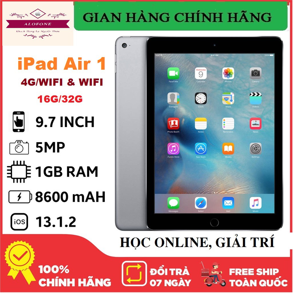 [Mã ELMS05 giảm 5% đơn 300k]Máy tính bảng Apple iPad Air 1 (4G/Wifi) chính hãng Apple – Khuyến Mãi: Tặng bộ sạc 12W | BigBuy360 - bigbuy360.vn