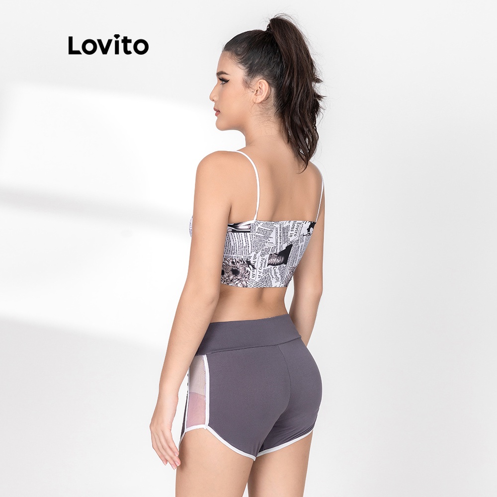 Áo ngực Lovito nhuộm màu loang nhanh khô phong cách thể thao L06083 (Màu xám)