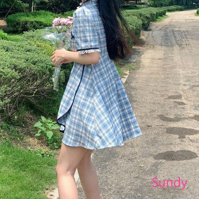 Đầm Sườn Xám Cách Tân Kiểu Retro Pháp Thời Trang Mùa Hè Cho Nữ
