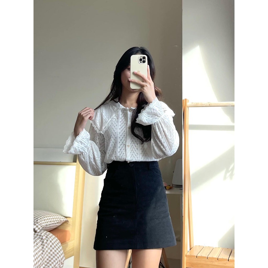 Chân váy chữ A nhung trơn