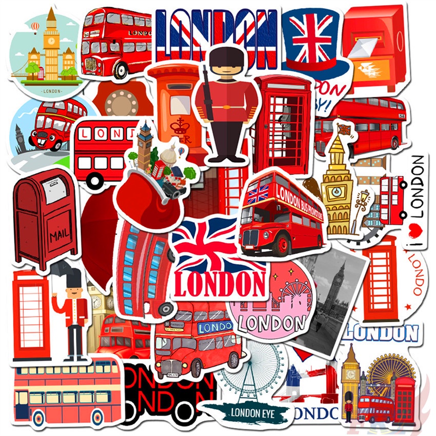 ❉ British Culture &amp; Art Series 01 London Bus Stickers ❉ 50Pcs/Set Fashion Mixed DIY Decals Doodle Stickers