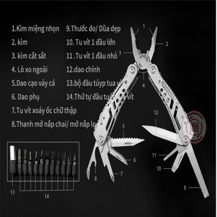 Kìm du lịch dã ngoại đa chức năng LOGO cao cấp - Đồ dùng dã ngoại