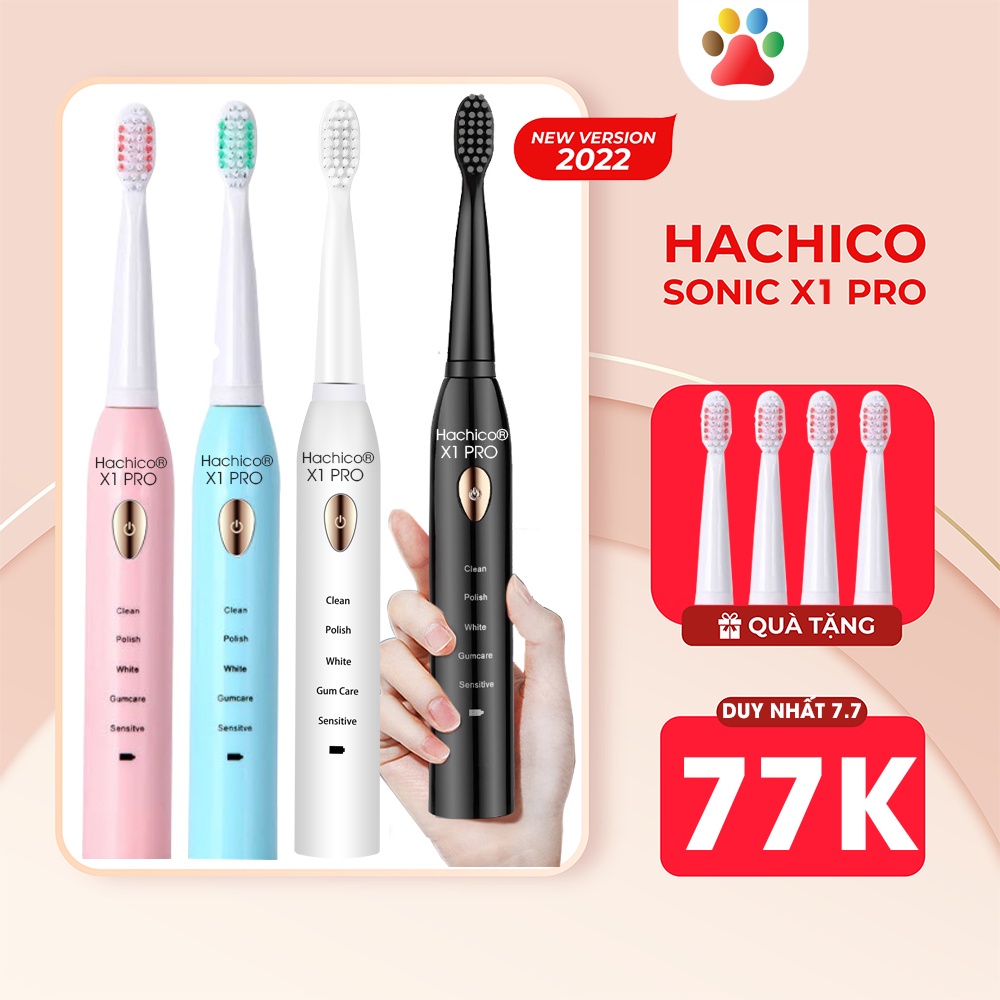 Bàn Chải Đánh Răng Điện HACHICO X1 PRO 5 Chế Độ Rung Giúp Răng Trắng Sáng, Sạch Sâu, Siêu Bền, Tiện Lợi Có Bảo Hành