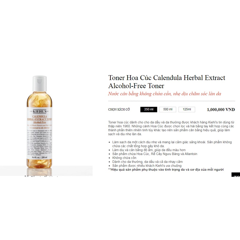 Kiehl's / Kiehls Nước Hoa Hồng Hoa Cúc Calendula Herbal Extract Nước Hoa Hồng 40ml