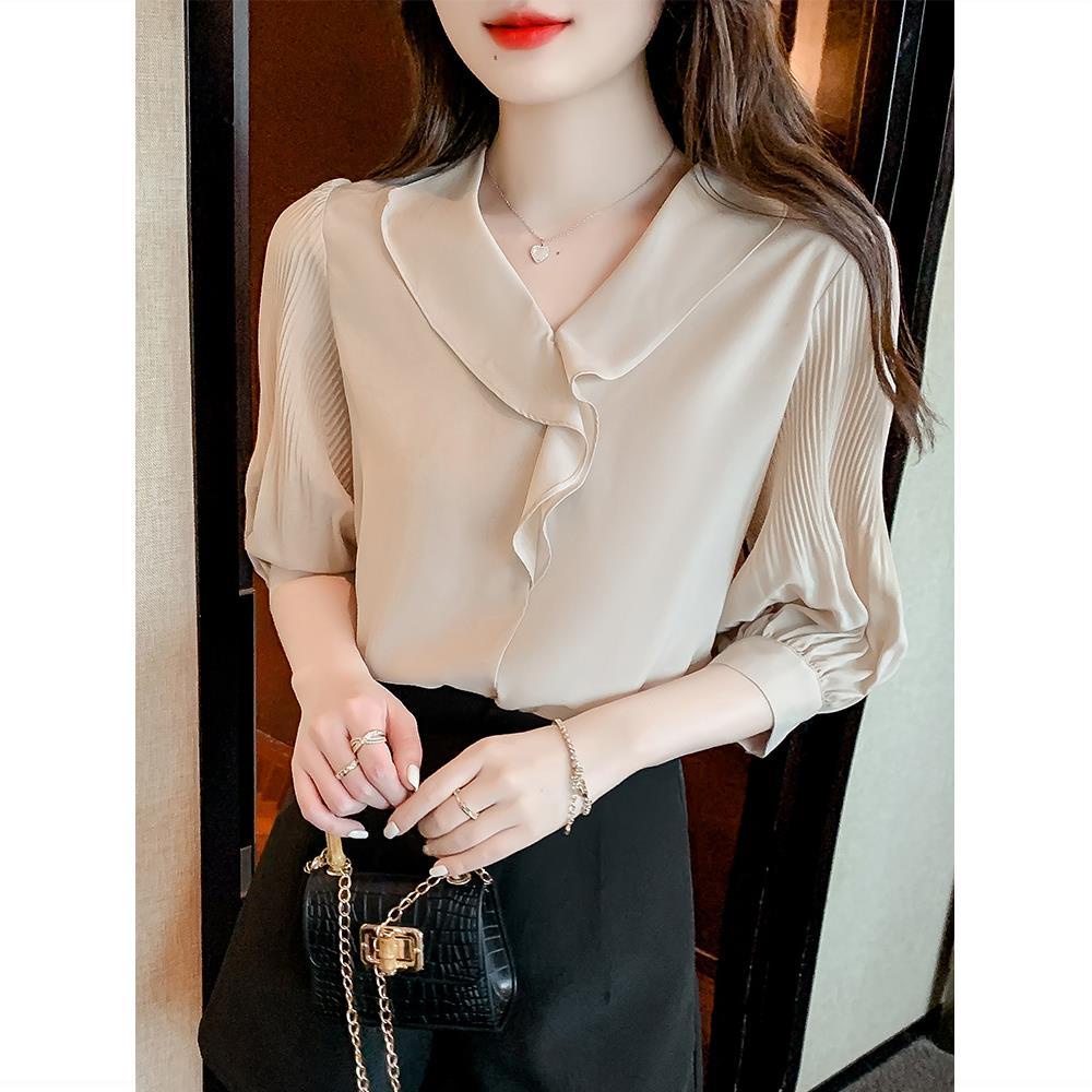 Áo Chiffon Nữ Cổ Chữ V Tay Ngắn