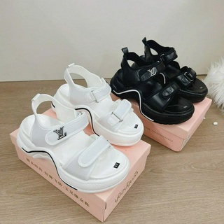 Dép sandal nữ lv mẫu 2023 đế cong cao 5cm full box, Dép nữ quai hậu đủ size 35-38 hàng chuẩn loại 1