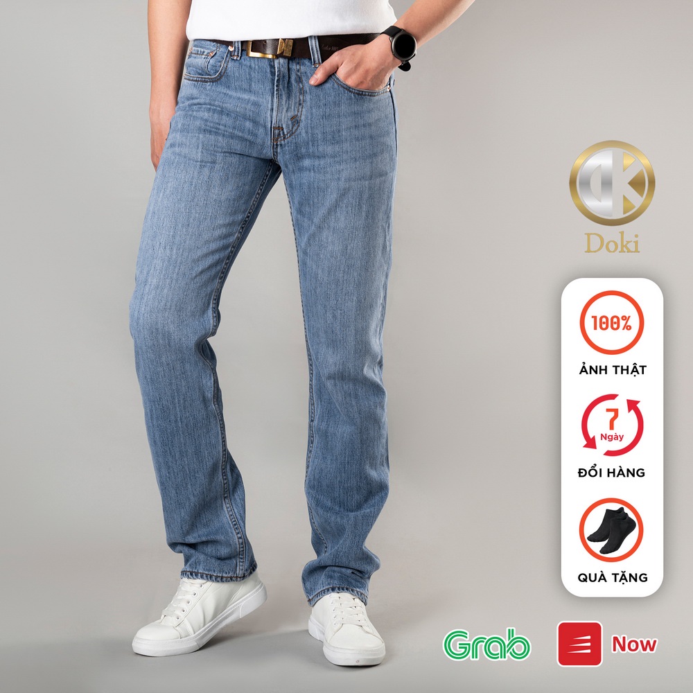 Quần Jean Ống Suông Nam Cao Cấp Nhiều Màu Xanh SN, Quần Jean Nam Chất vải không co giãn, DOKI