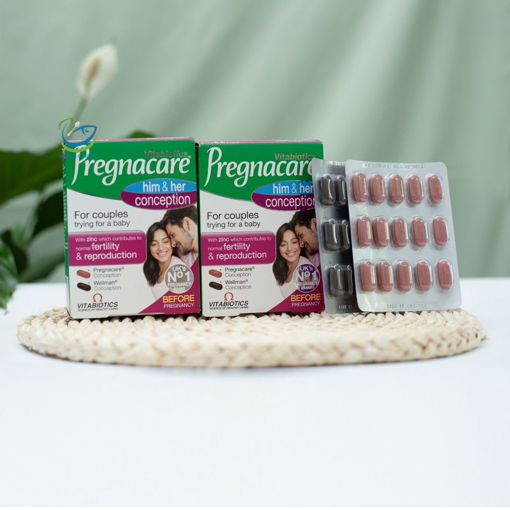 Viên uống thụ thai Pregnacare Him&amp; Her Conception viên uống hỗ trợ sức khỏe sinh sản cho vợ chồng chính hãng Anh 50212