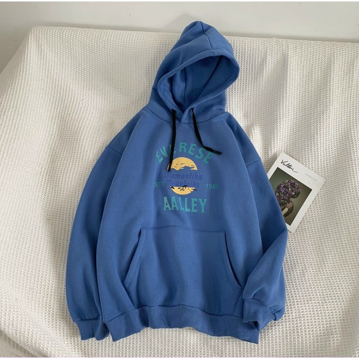 Áo Hoodie Chống Lạnh Unisex Nam Nữ Chất Nỉ Dày Dặn In Chữ EVERESE AALLEY