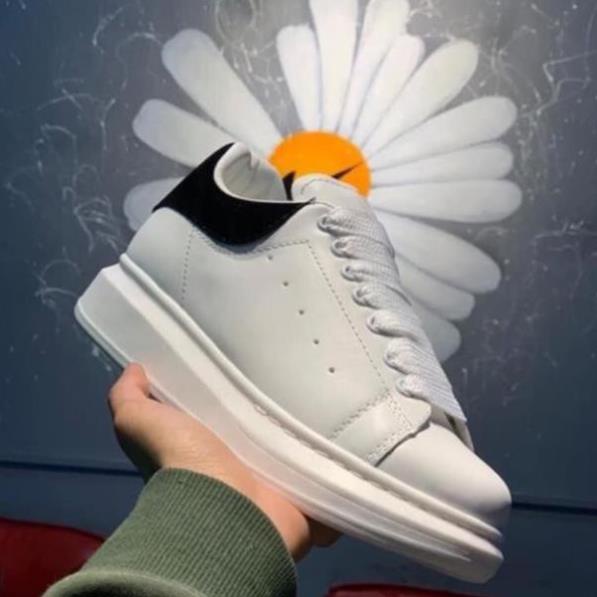 Giày thể thao,Sneakers nam nữ MC.Q trắng gót đen,phản quang tăng chiều cao 5cm,êm chân