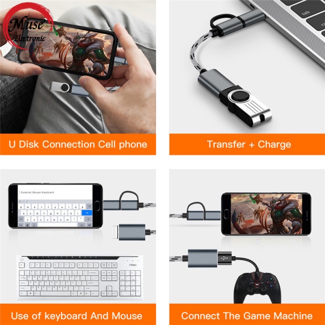 Dây Cáp Chuyển Đổi Dữ Liệu OTG Type-c Sang Usb 2 Trong 1 Cho Điện Thoại / Máy Tính Bảng