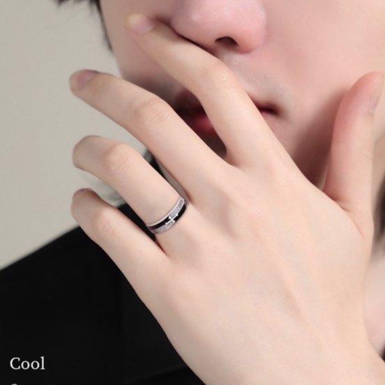 Nhẫn nam nữ tròn Unisex màu bạc Thời trang Kuu Studio chất liệu Titan đẹp đơn giản - Nhẫn Love CR Ring