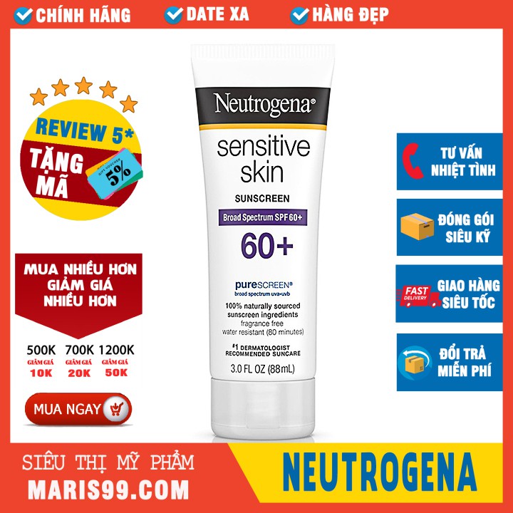 Kem Chống Nắng Neutrogena Sensitive Skin Sunscreen SPF60 (88ml) _ NTG016CN