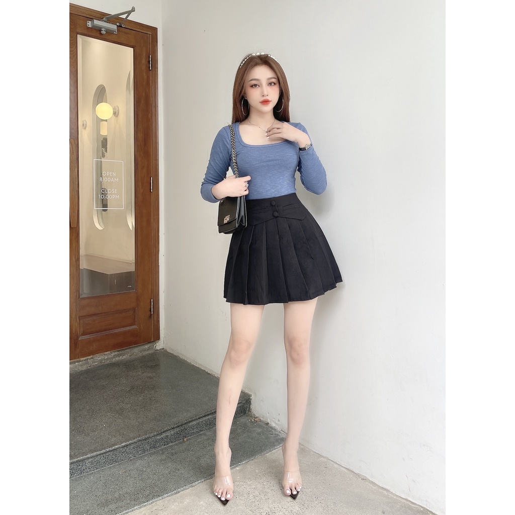 Chân váy  xếp ly ngắn nữ CRAZYTEEN phối bản đai CVC0029 | BigBuy360 - bigbuy360.vn
