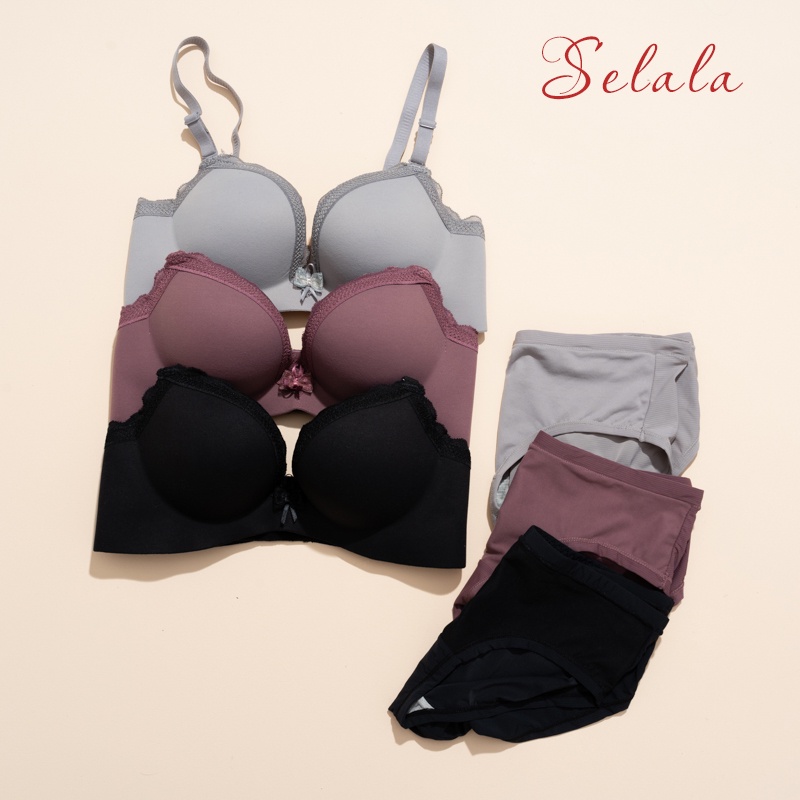 Set Đồ Lót Selala Nơ Thông Hơi Không Gọng Nâng Ngực Siêu Quyến Rũ SET16