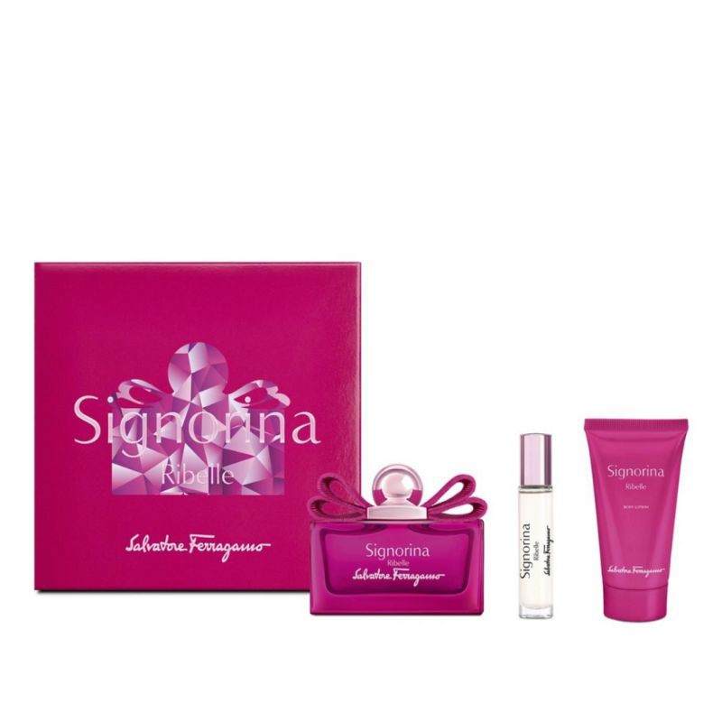 Gift SET NƯỚC HOA↔️Salvatore Ferragamo Signorina Ribelle EDP 3 Món