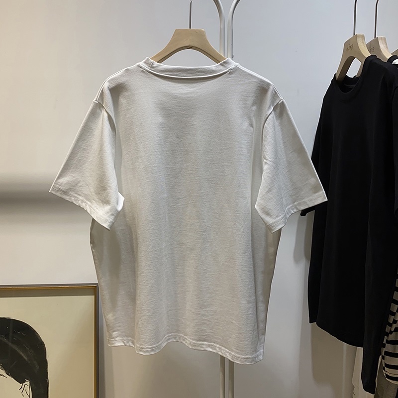 SUXI Áo thun tay ngắn cổ tròn họa tiết sọc thiết kế mới thời trang mùa hè phong cách retro cho nữ